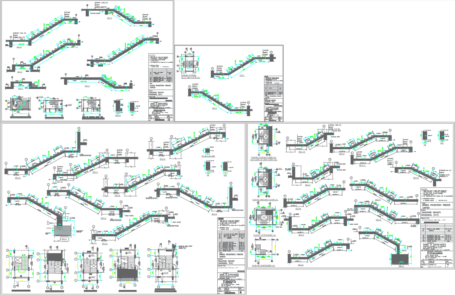 RCC Staircase Detail Tower T12 Signature Heights AutoCAD DWG Plan