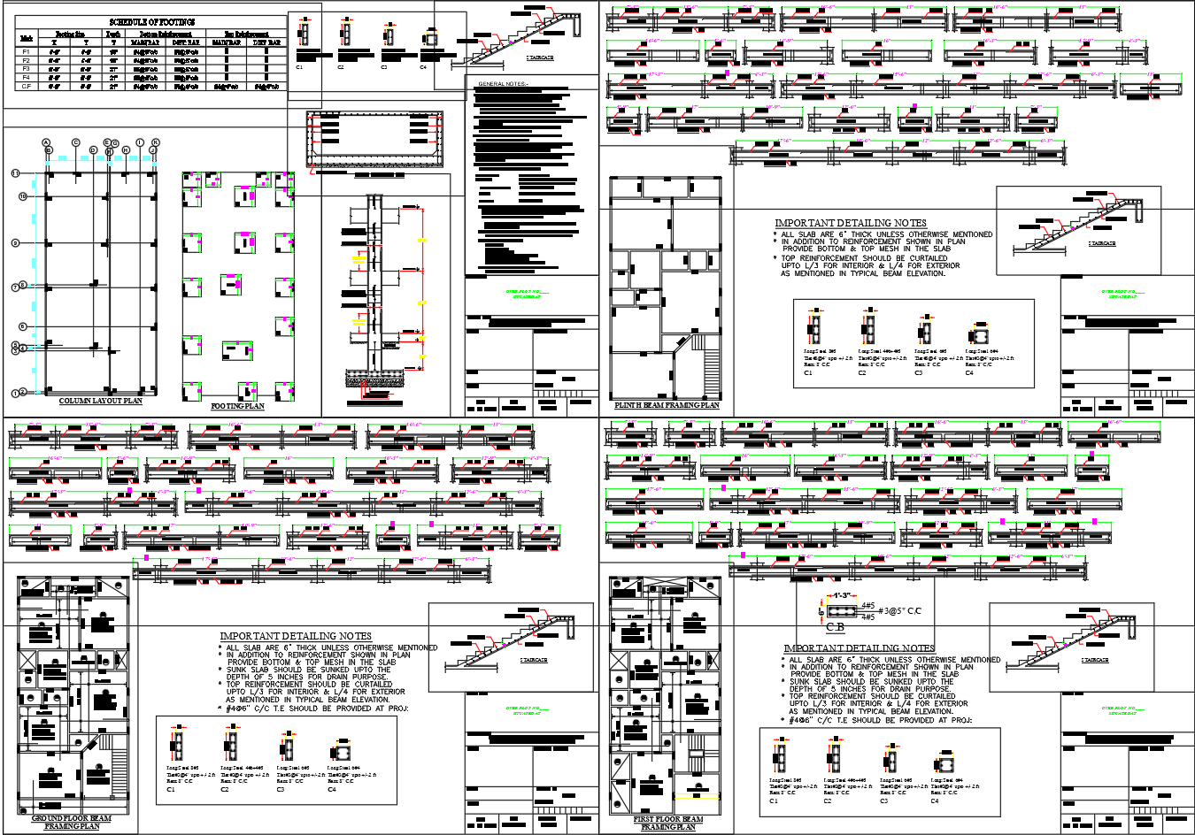 Residential RCC Foundation and Beam Framing AutoCAD DWG Drawing