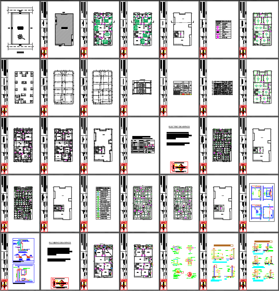 2D AutoCAD Residential House Plan with Foundation-Electrical Layout