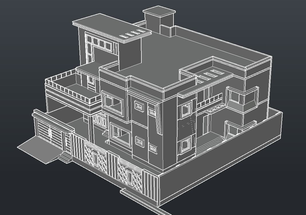 3D AutoCAD G Plus 1 Modern Residential House Design 40x60 Layout