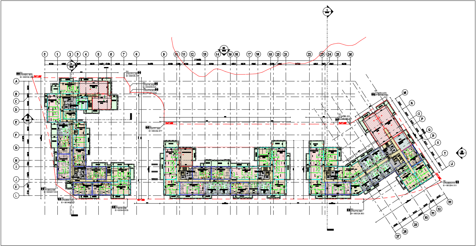 AutoCAD Multi Unit Residential Building Plan Level 01 Layout