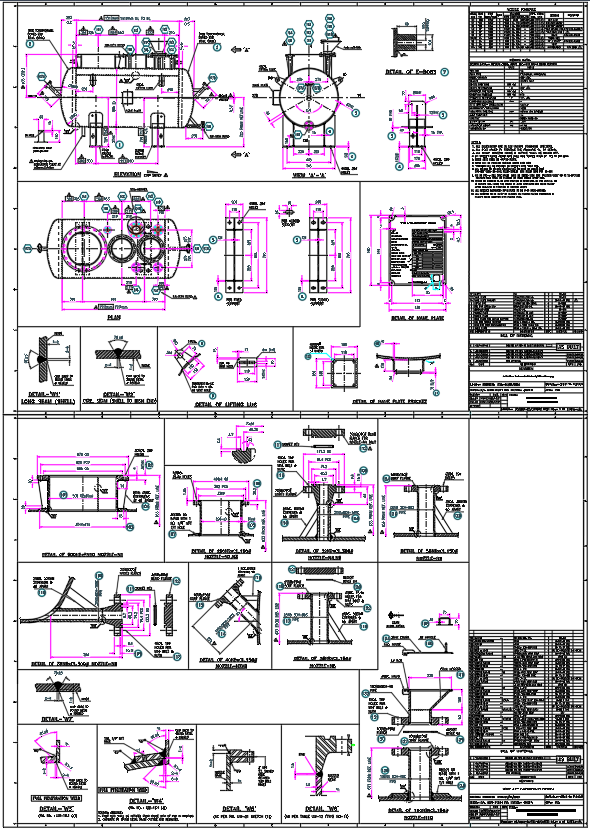 SS316 Salt Melt Tank AutoCAD DWG Drawing with Nozzle Details