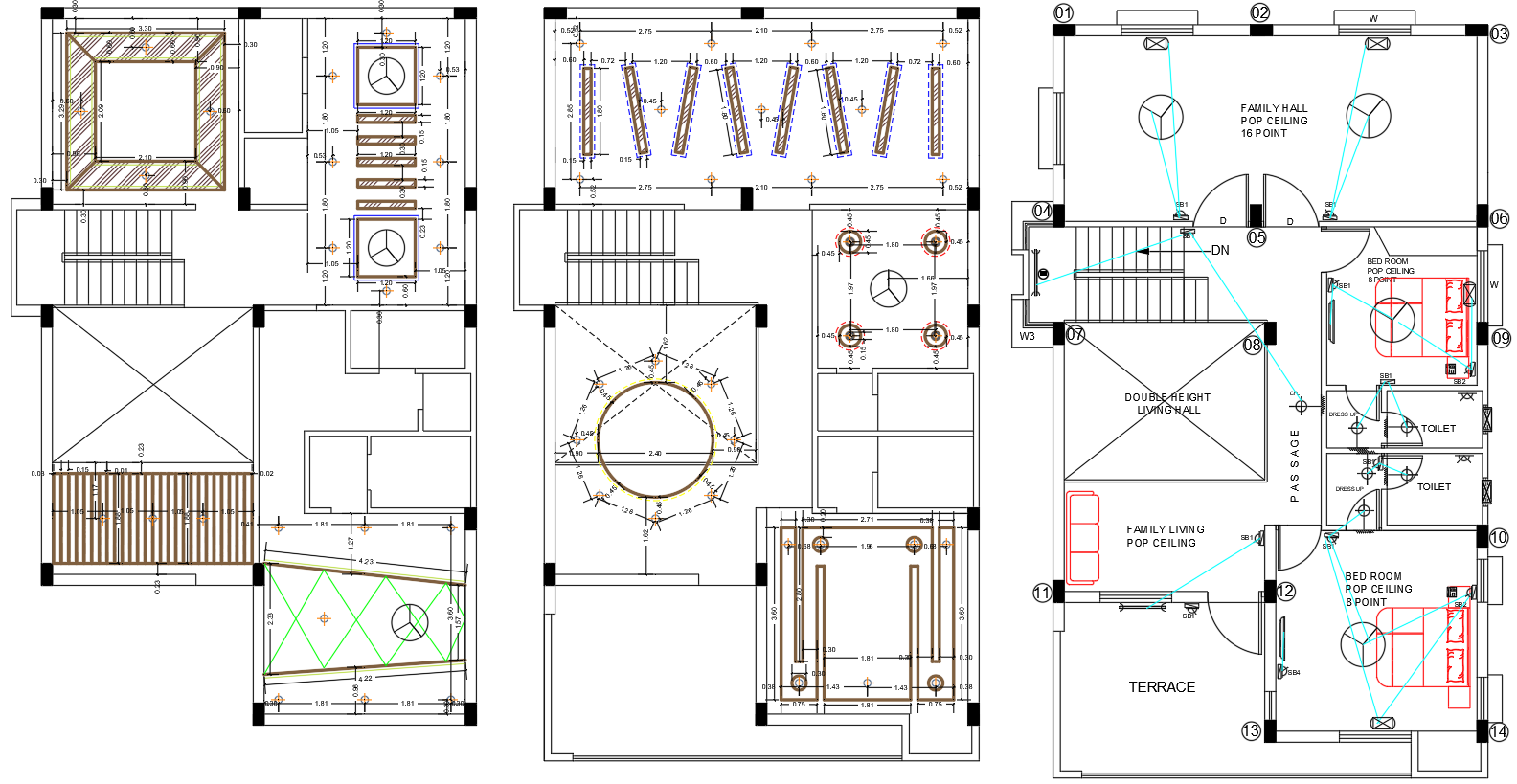 AutoCAD Residential POP Ceiling and Lighting Layout for First Floor