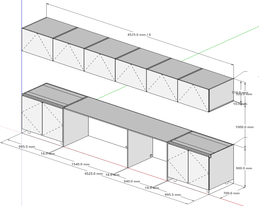 SketchUp Modular Kitchen Cabinet 3D Model With Dimensions and Specs