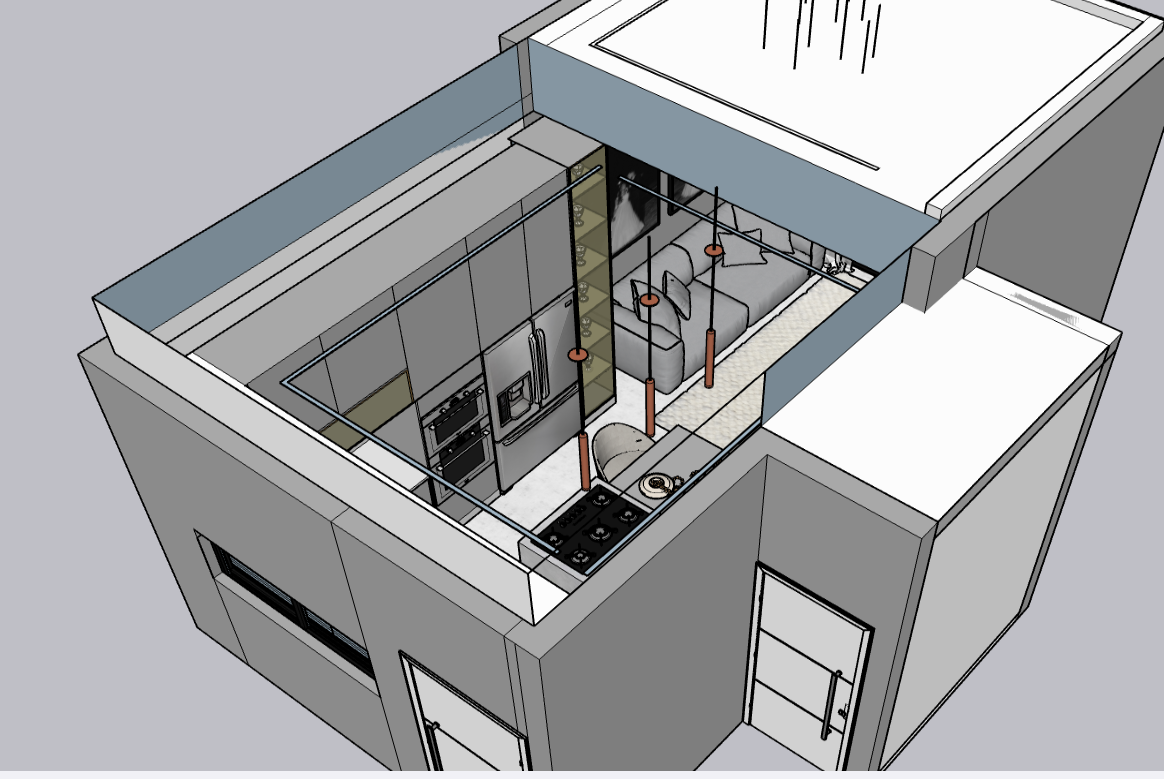 Modern Kitchen and Living Room 3D Interior SketchUp Model Download