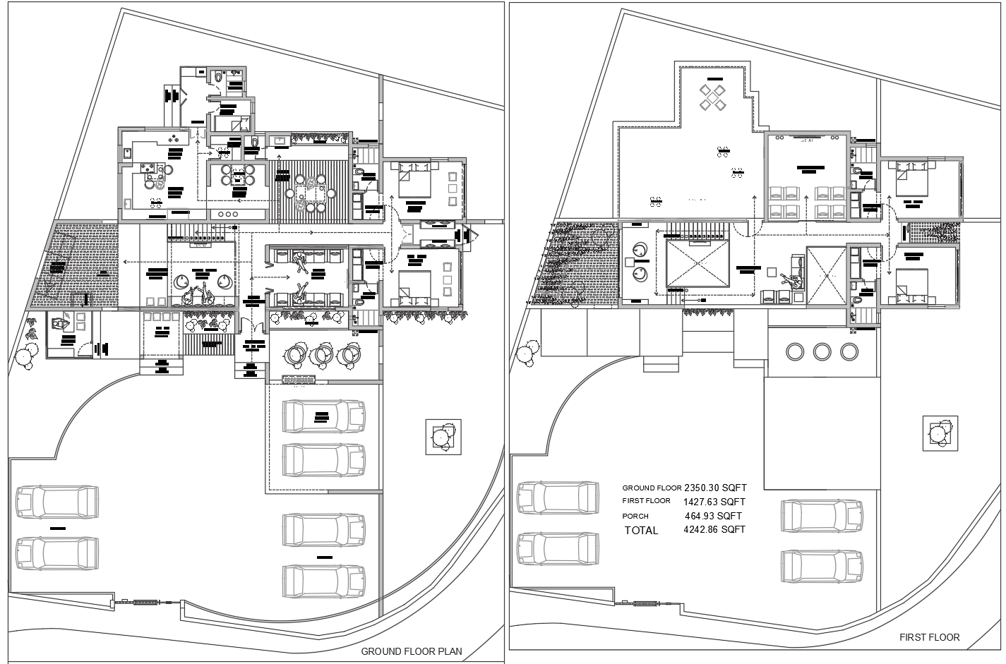 Large Luxury House Plan AutoCAD DWG 4242 SQFT Ground and First Floor