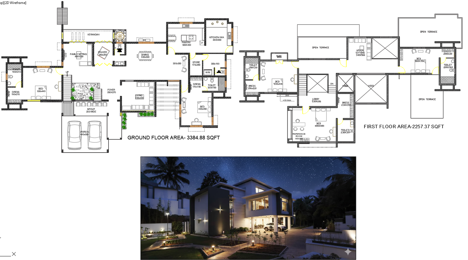 AutoCAD Luxury House Plan 3384 Sqft With Dining Hall and Bedrooms