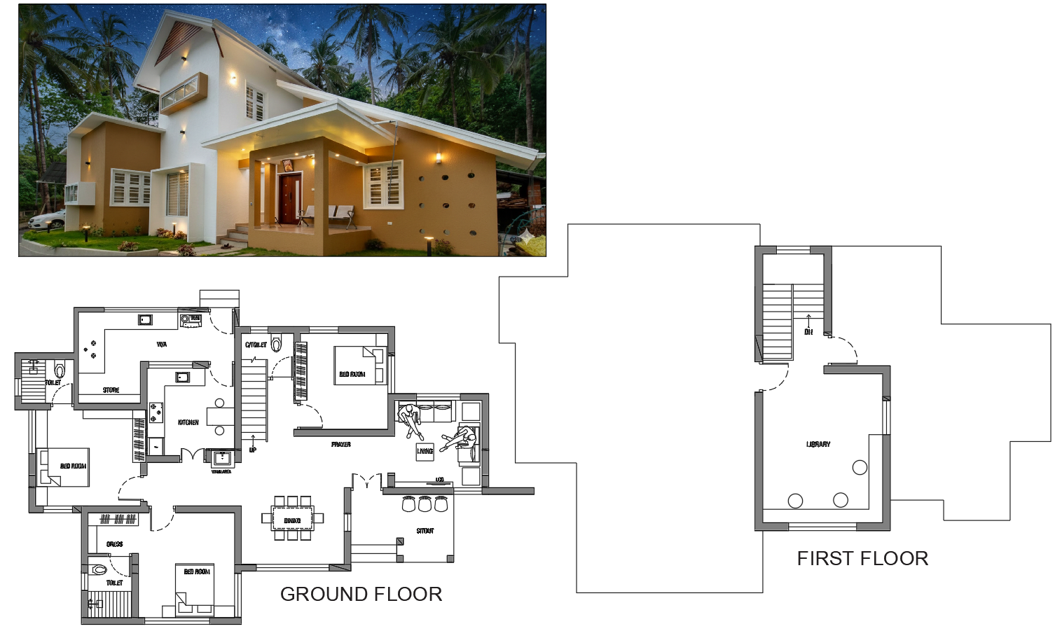 Elegant 2750 Sqft Duplex House Design With Balcony and Open Terrace