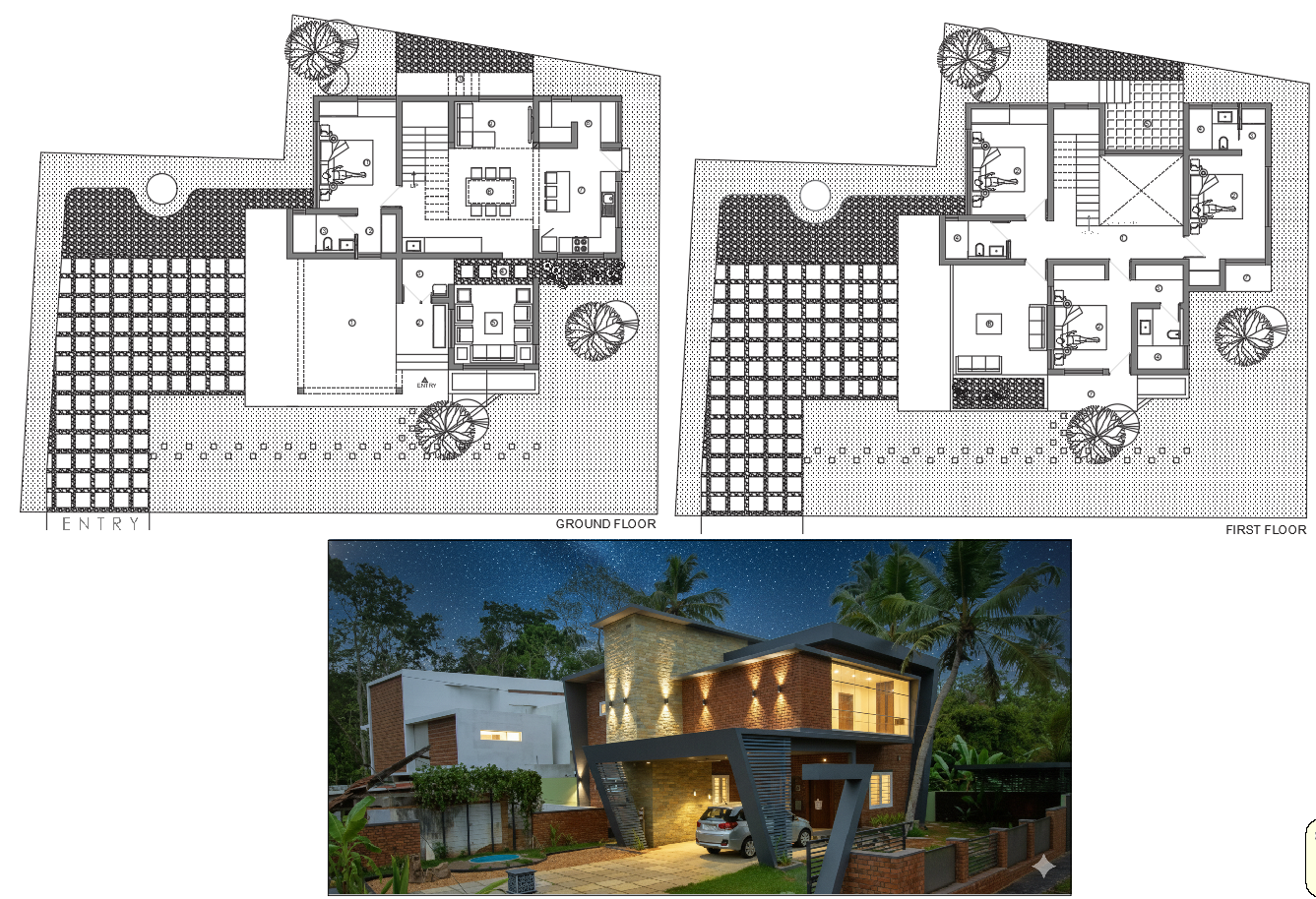 Spacious 3000 Sqft Modern Duplex Home Design With Balcony and Hall