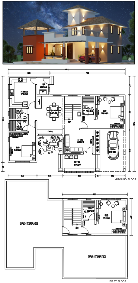 Modern 3000 Sqft Family House Design With Balcony and Terrace