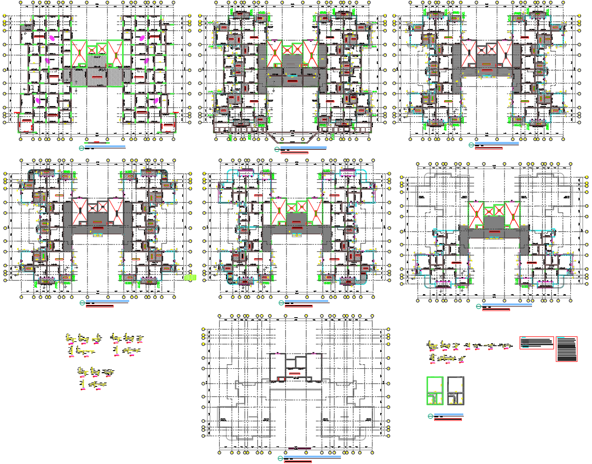 Apartment RCC Structural Layout With Beam Slab and Section Details