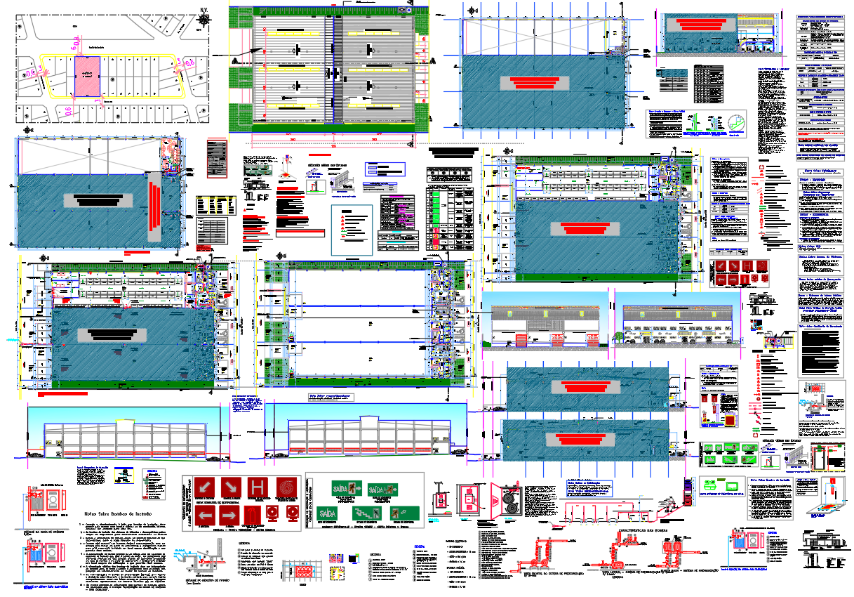 Industrial Fire Safety and Hydrant Layout Plan for Warehouse Facility