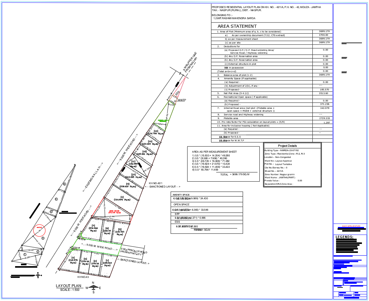 Residential Layout Plan for Jamtha Nagpur With Amenity Spaces DWG