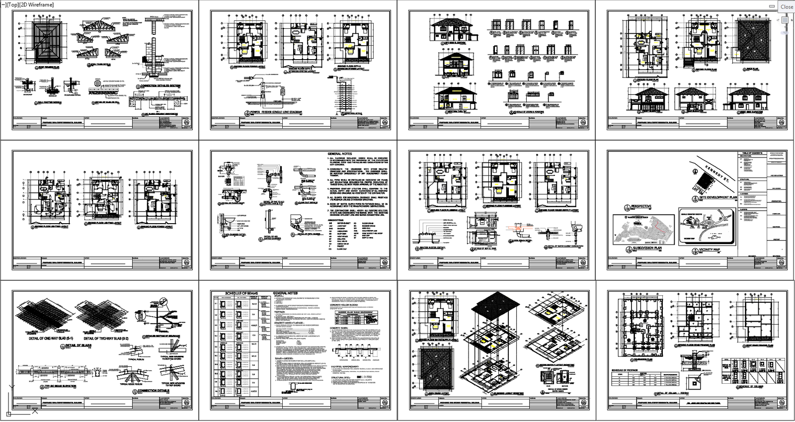 House Architectural Plans with Elevations Sections and Details DWG