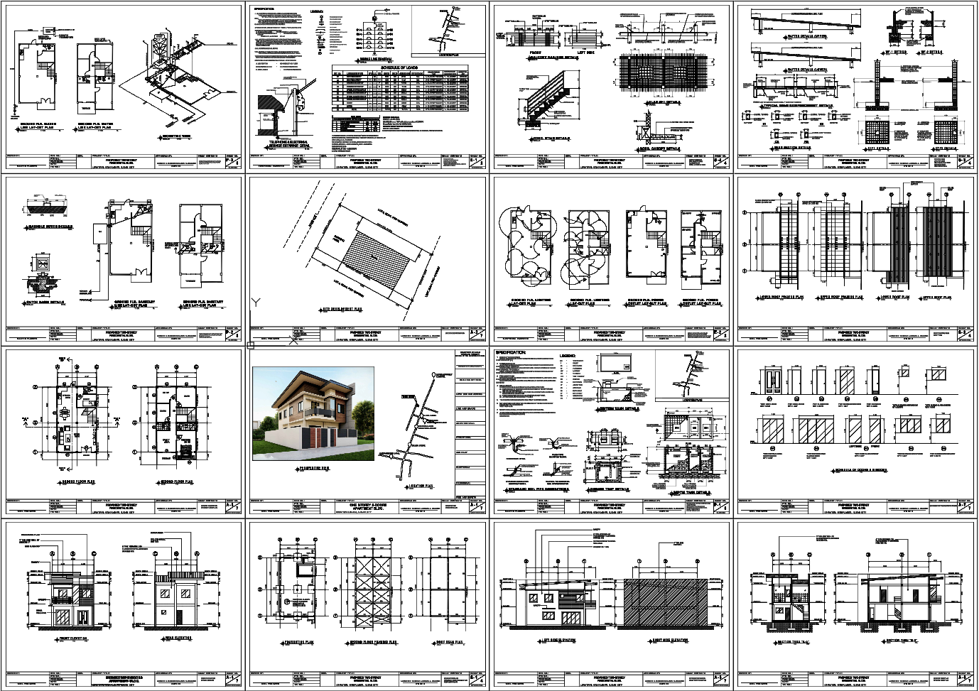 Contemporary Two Storey Residential House Plan with Detailed Elevation