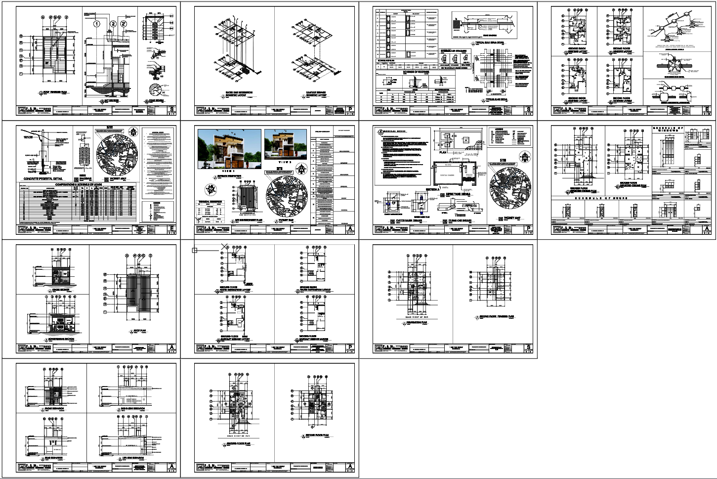 2 Storey Residential Villa Plan with Structural RCC Details Drawing