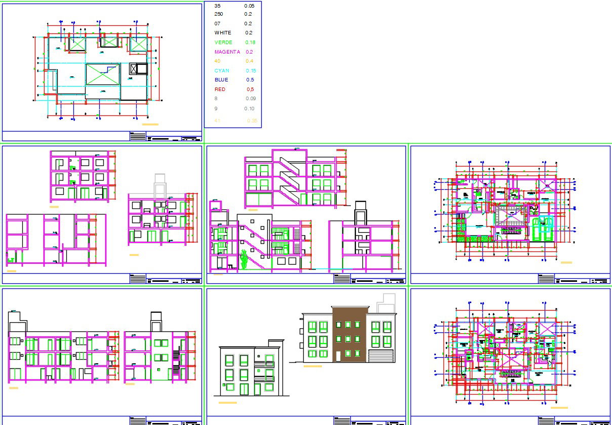 Multi family home layout DWG with furniture and partition plan
