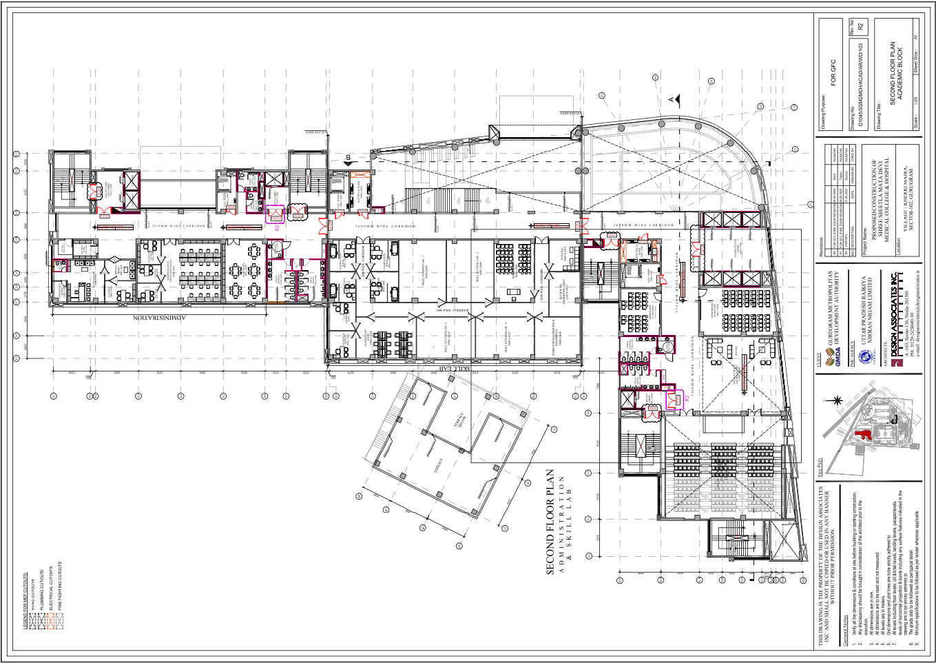 Medical College-Hospital Architecture Plan with Classrooms And Wards