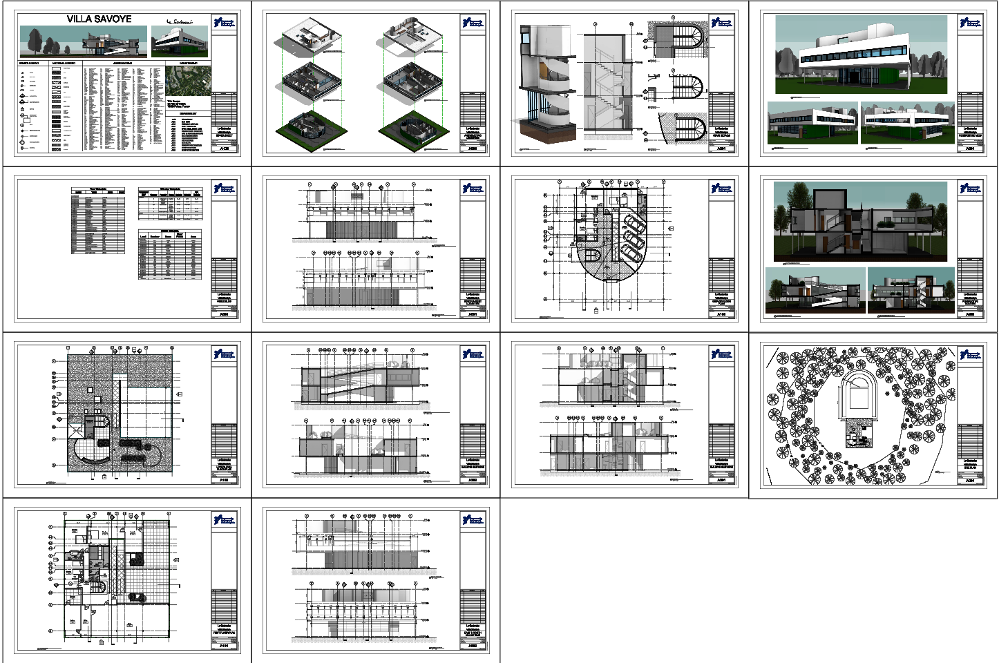 Modern Residential Villa Architectural Plans and Elevations DWG