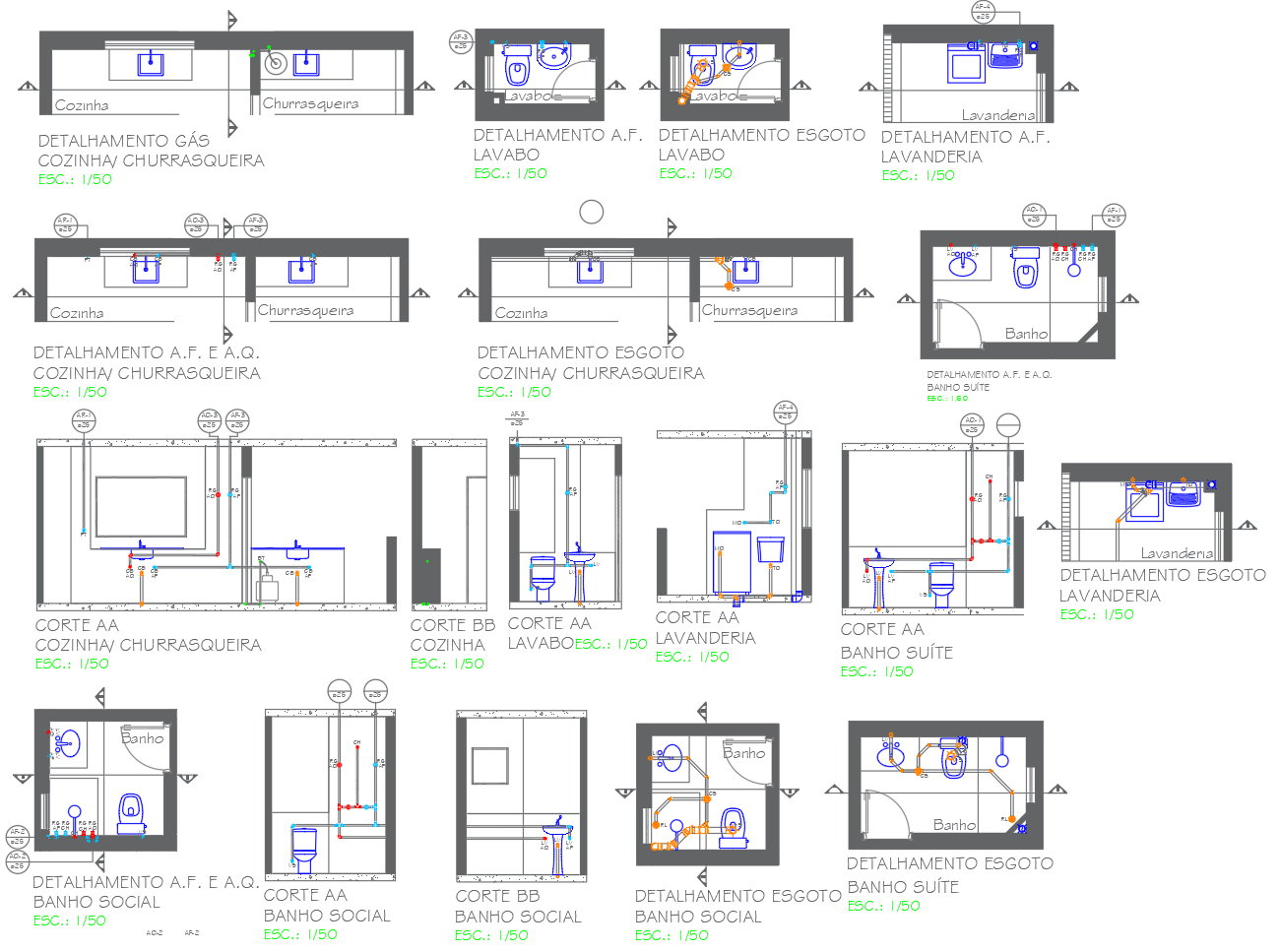 Residential Plumbing and Drainage Detail Drawings AutoCAD DWG