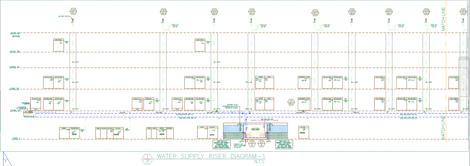 Autocad Roof Water Tank Plan with Pump Room and Level Details