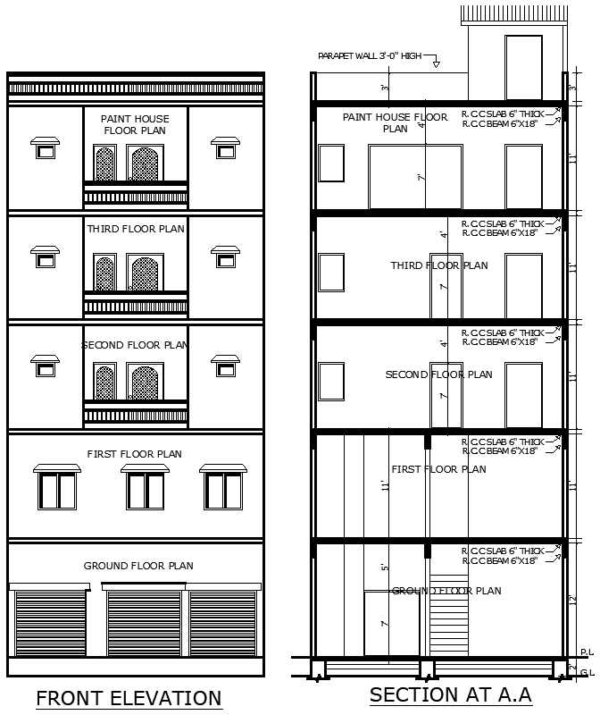 Building AutoCAD File with Shops Halls Rooms Kitchen and Balcony