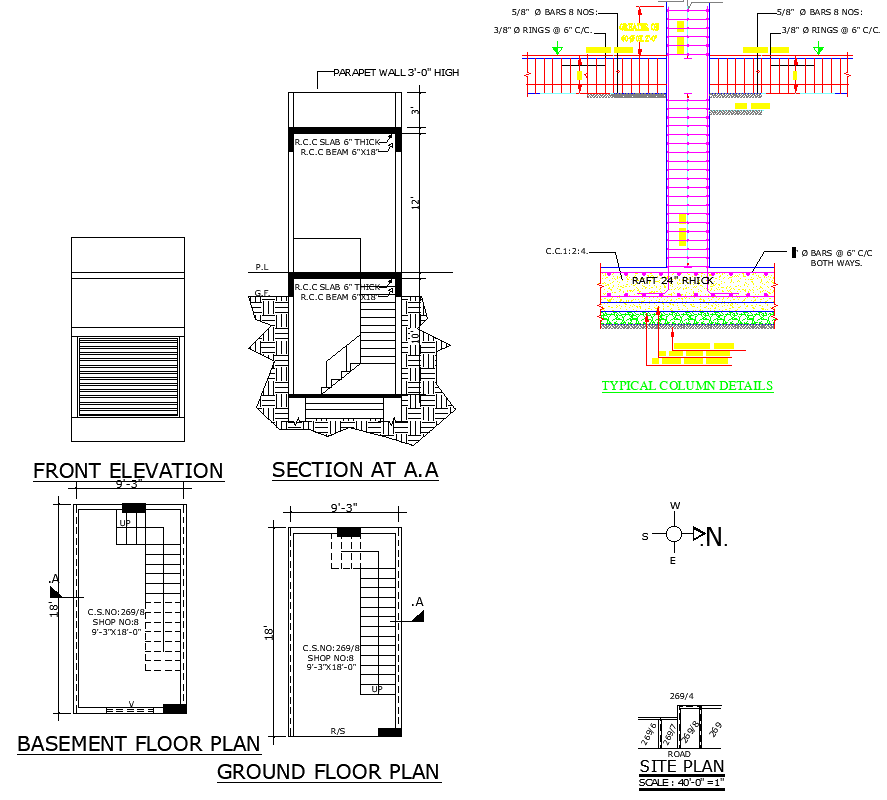 Commercial AutoCAD Plan with 9x18 Shop and 21x48 Go Down Layout