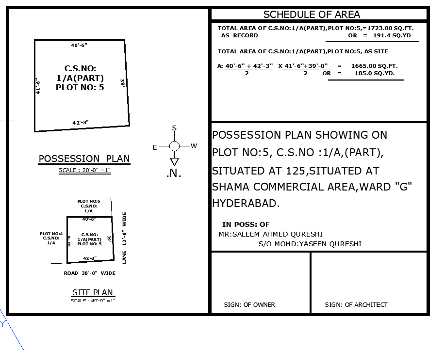 Commercial Plot Possession AutoCAD Plan with 40x41 and 42x39 Layout