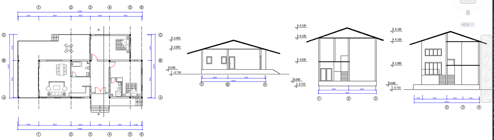 Detailed duplex project DWG with basement and multi floor layout plans