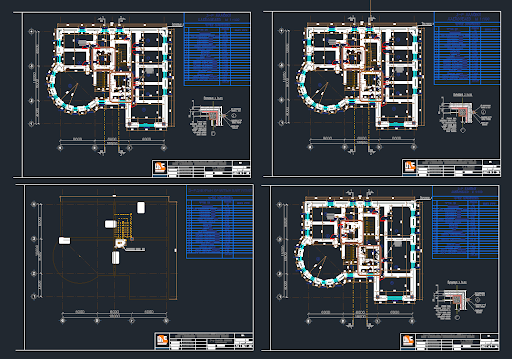 Detailed Hotel Architectural Plan with Elevation and Interior Layout
