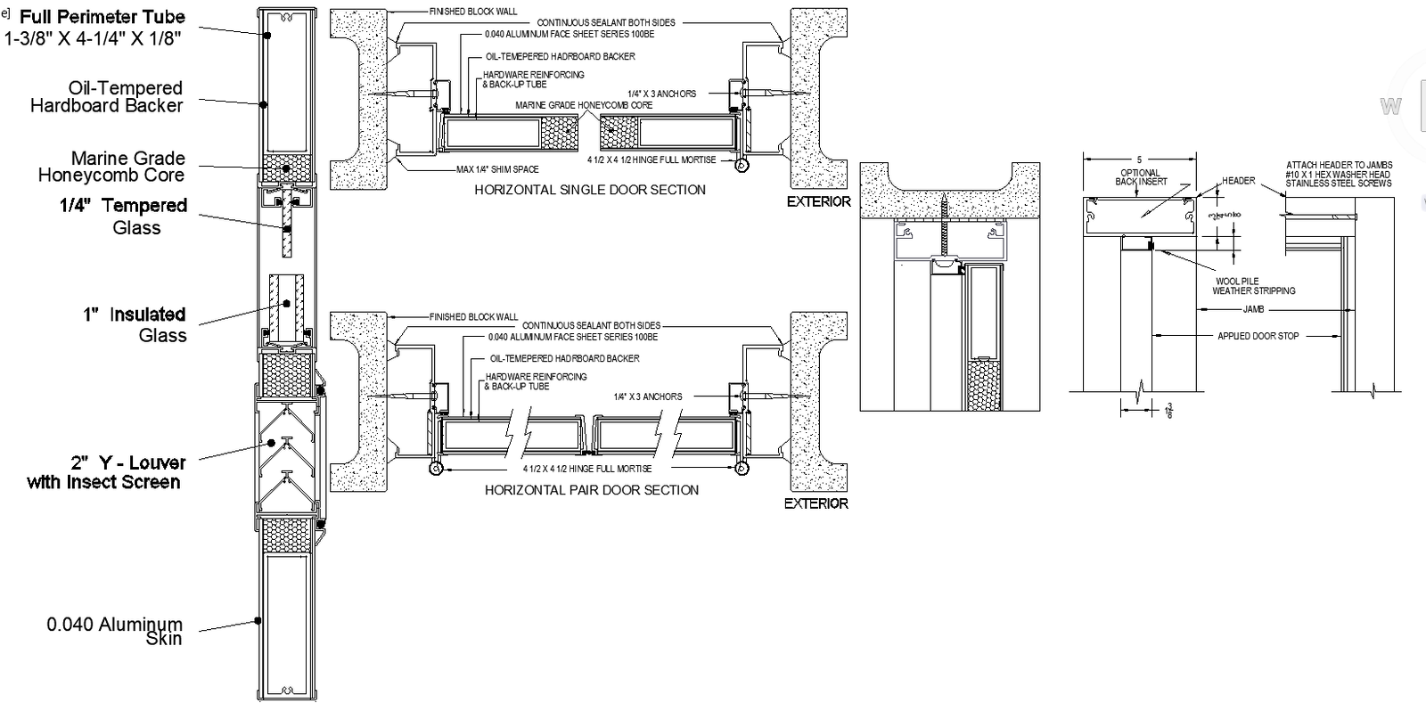 Durable Aluminium Flush Door Layout with Modern Section Details