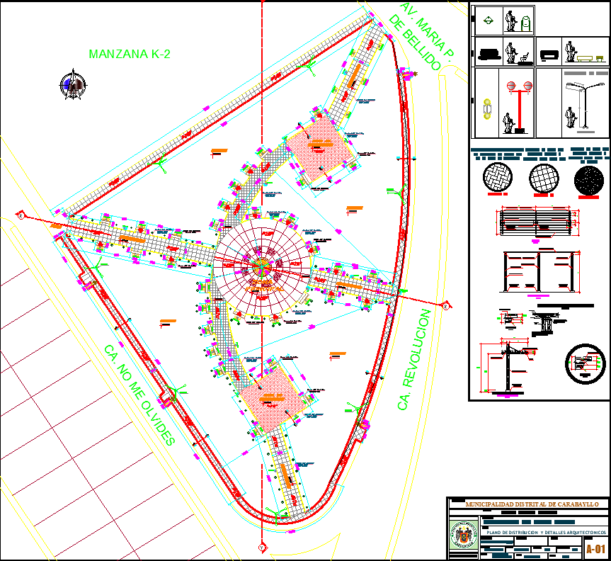 Garden landscape design DWG with detailed layout and elevation views