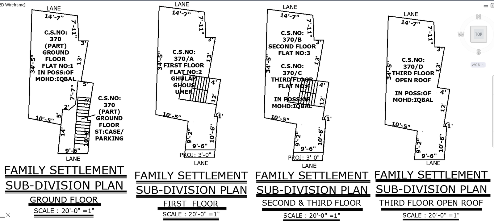Ground to Third Floor AutoCAD Subdivision Plan with Flat Details