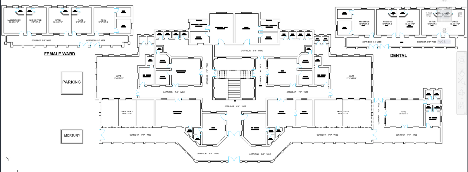 Hospital Floor Plan AutoCAD DWG File with Detailed Room Dimensions