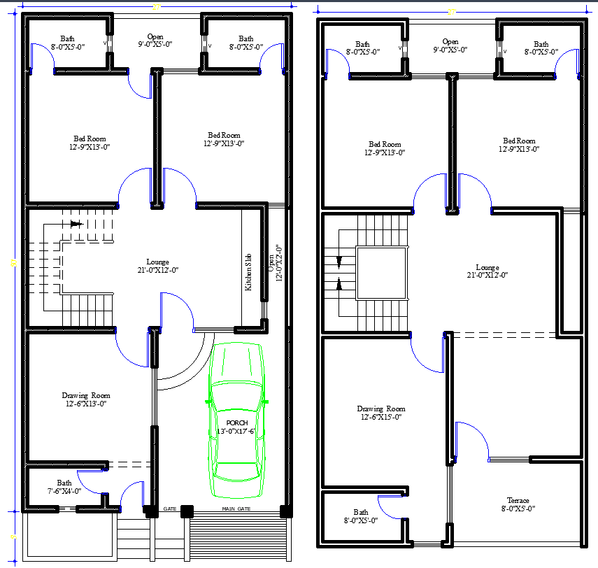 House AutoCAD DWG Plan with Spacious Bedroom Layout and Porch