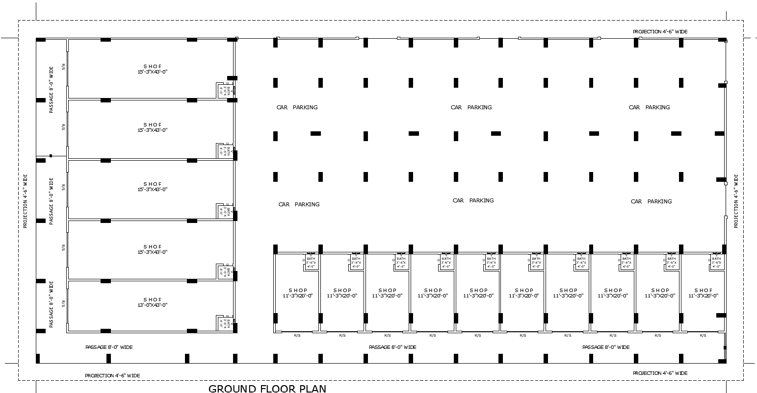 Mixed Use AutoCAD Residential Commercial Plan with Detailed Layout