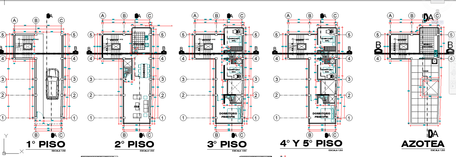 Modern apartment design DWG with measured plans sections and elevation