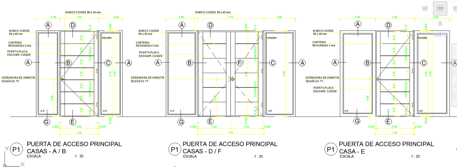 Modern Door Detail DWG with Measured Sections and Frame Design