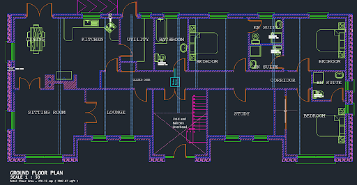 Complete House Elevation and Floor Plan with Architectural Layout