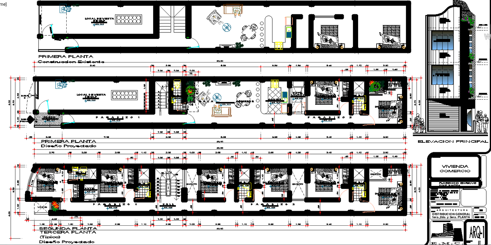 Modern hotel design DWG with detailed floor layouts and sections