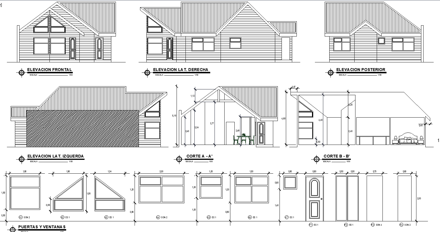 Modern House Plan Layout with Detail Floor Plans and Elevation Design