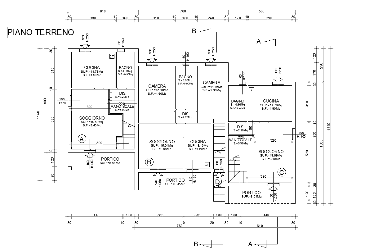 Modern residential house project DWG with plans sections and elevation