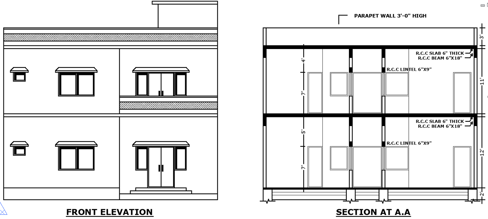 Residential Cad Drawing Plan with Rooms Lounge Kitchen and Courts