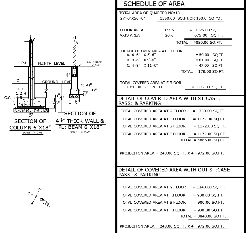 Residential Cad Drawing with Floors Rooms Halls Kitchen and Bath