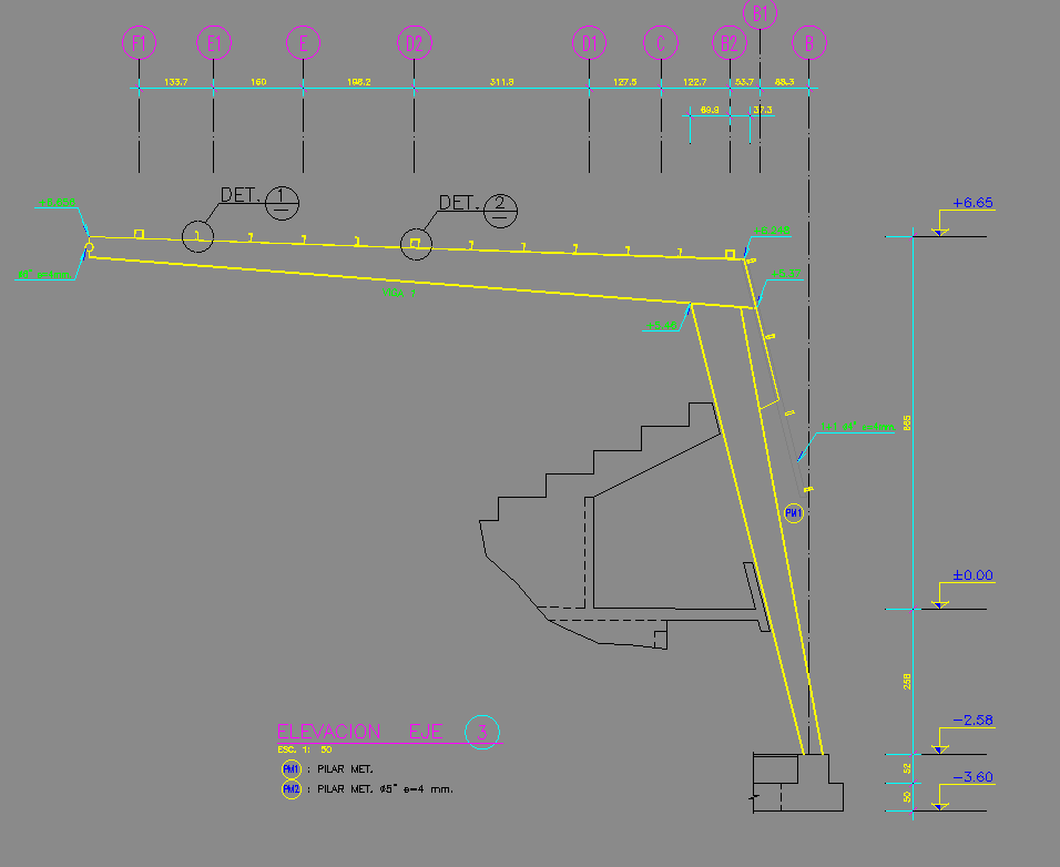 Sports Center Roof Plan AutoCAD Drawing with Structural Layout