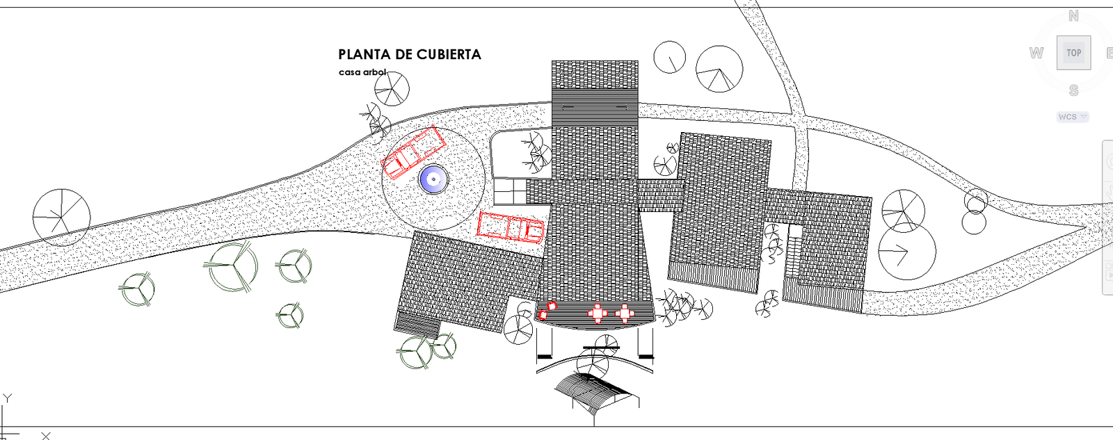 Tree House Design DWG with 45m Site Layout and 12m Elevation Plan