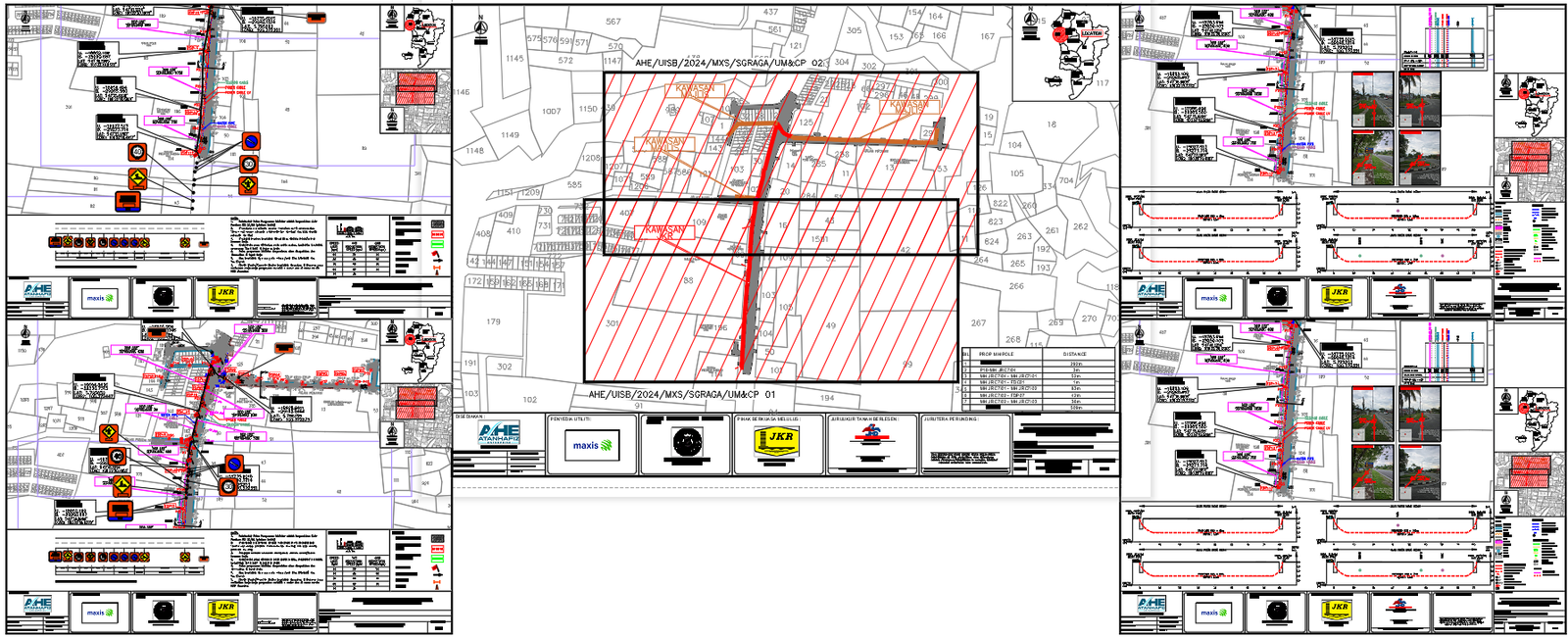 Utility HDD-Overhead Route Plan with 105m 83m 69m Alignment Details