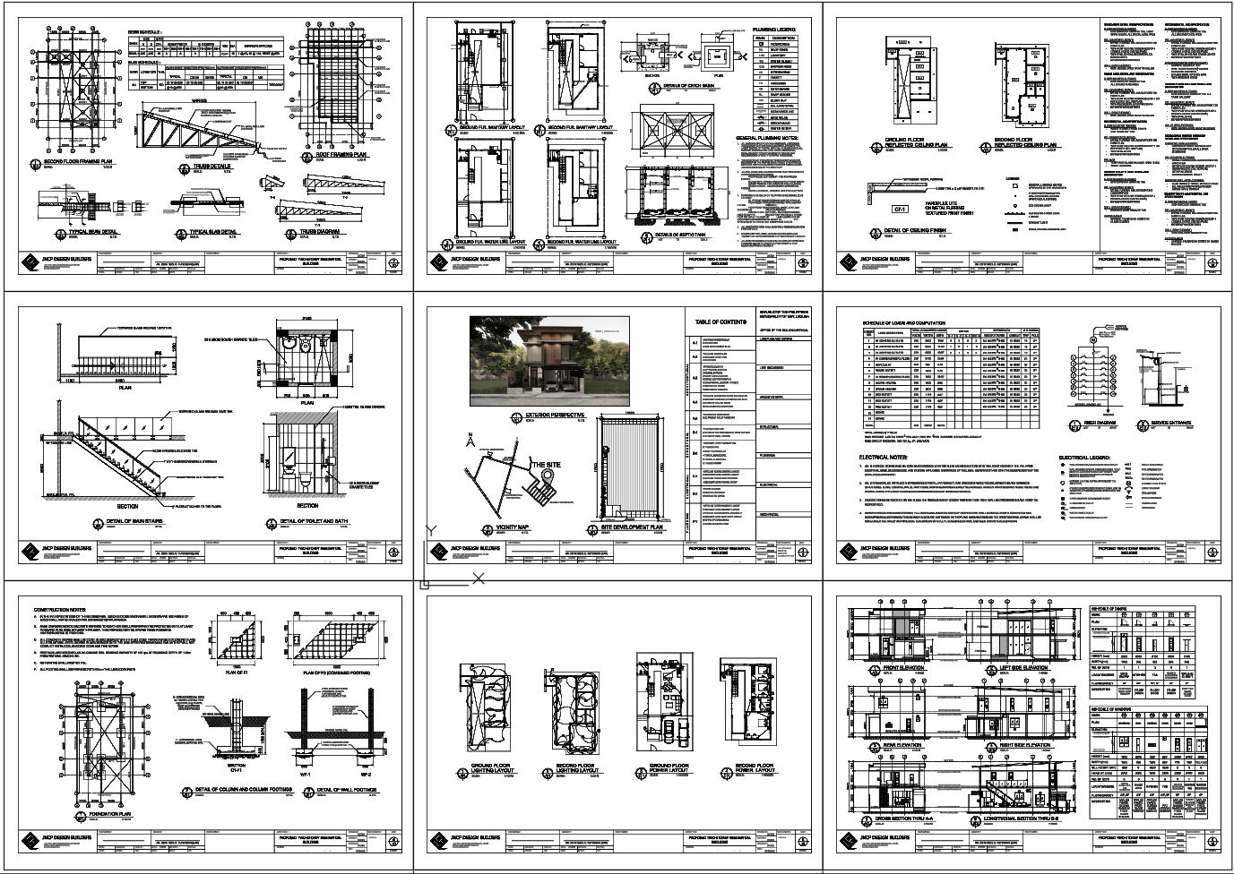 Architectural and Structural Roof Framing and Stair Detail DWG Set