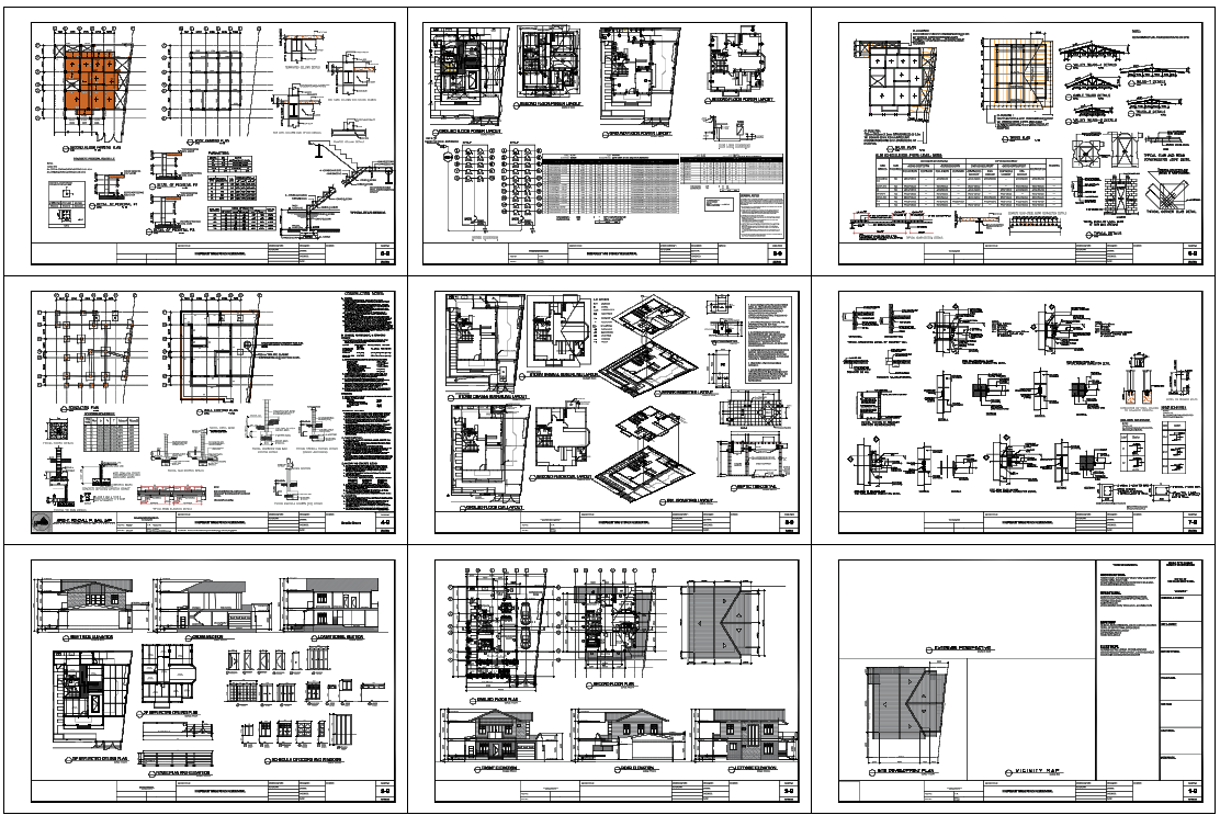 Architectural DWG Showing Structural Plans and Complete Elevations