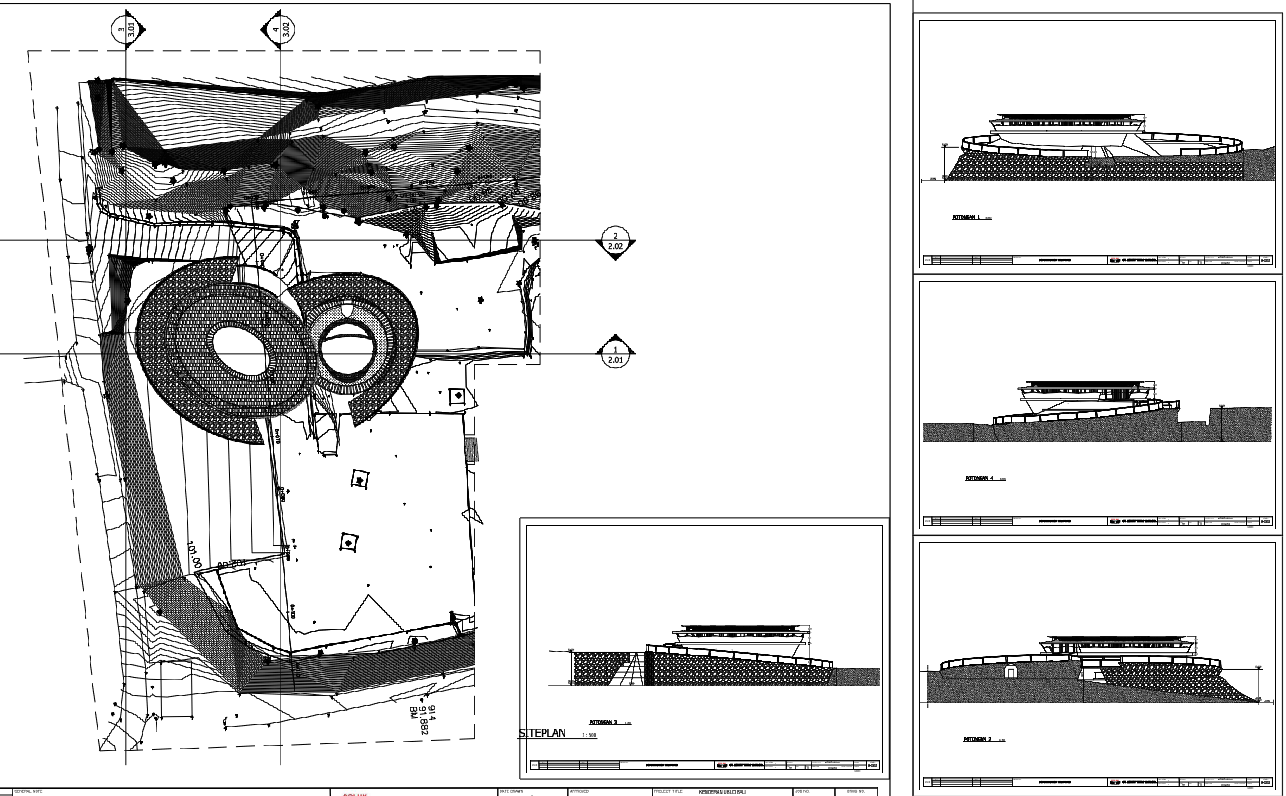 Architectural Site Grading and Contour Plan with Sections Elevations